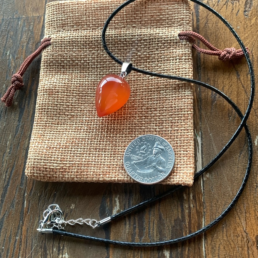 Carnelian Cone Necklace Carnelian Pendant Crystal Necklace Gemstone Necklace - Picture 2 of 2